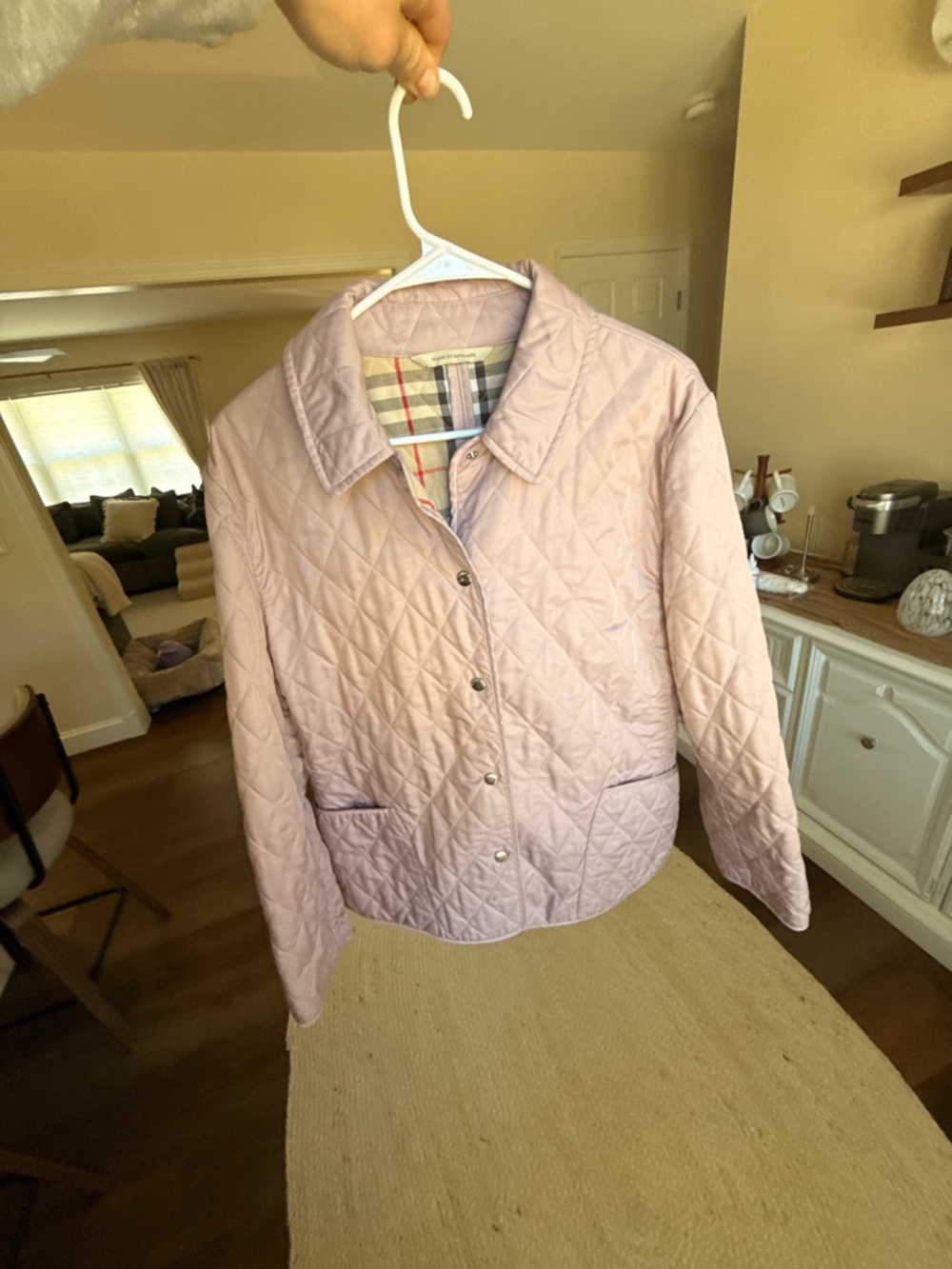 Burberry Beige Plaid Quilted Lined Jacket - Picture 12 of 12